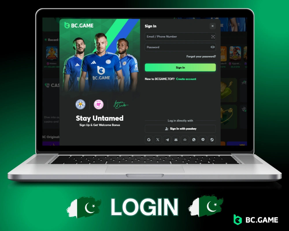 Logging into BC.Game for Pakistani Players